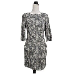 MM Lafleur Etsuko Dress Crackle Shift Career Pencil 3/4 Sleeve Women’s Size 10